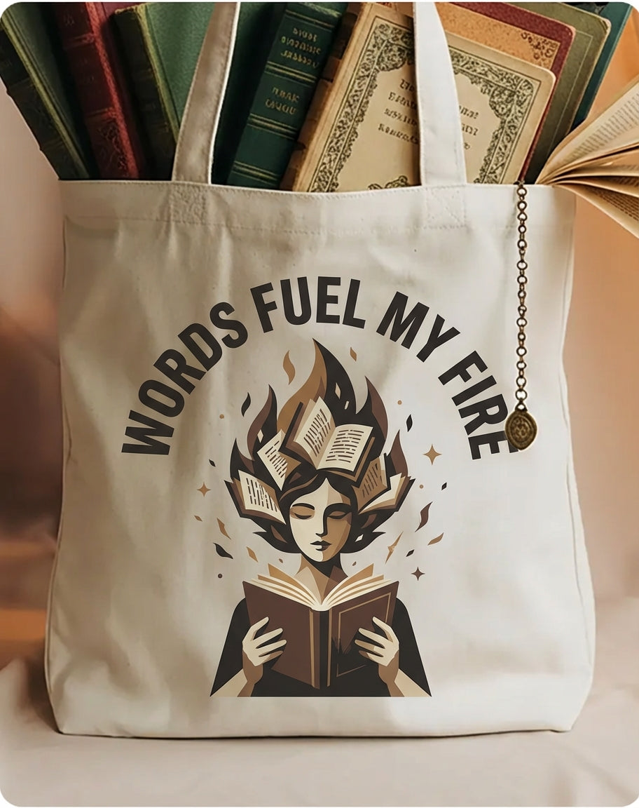 Ignite Your Passion Literary Flames Canvas Tote Bag