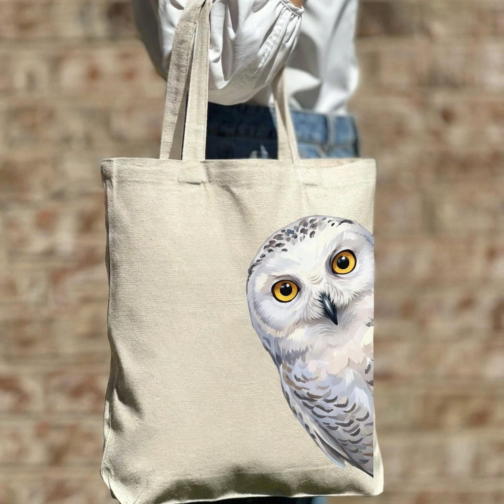 Whimsical Snowy Owl Embrace Nature's Charm Canvas Tote Bag