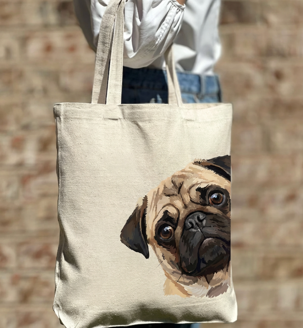 Peekaboo Pug Passion Exclusive Bag Canvas Tote Bag