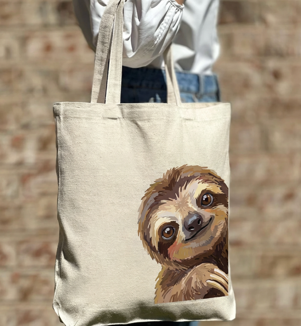 Peek a Sloth Whimsy Meets Everyday Elegance Canvas Tote Bag
