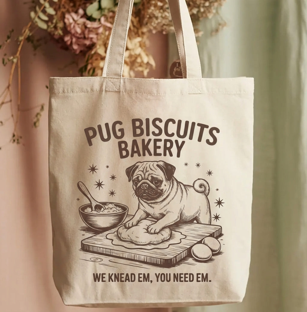 Bake Dreams with Pugs Vintage Bag Canvas Tote Bag