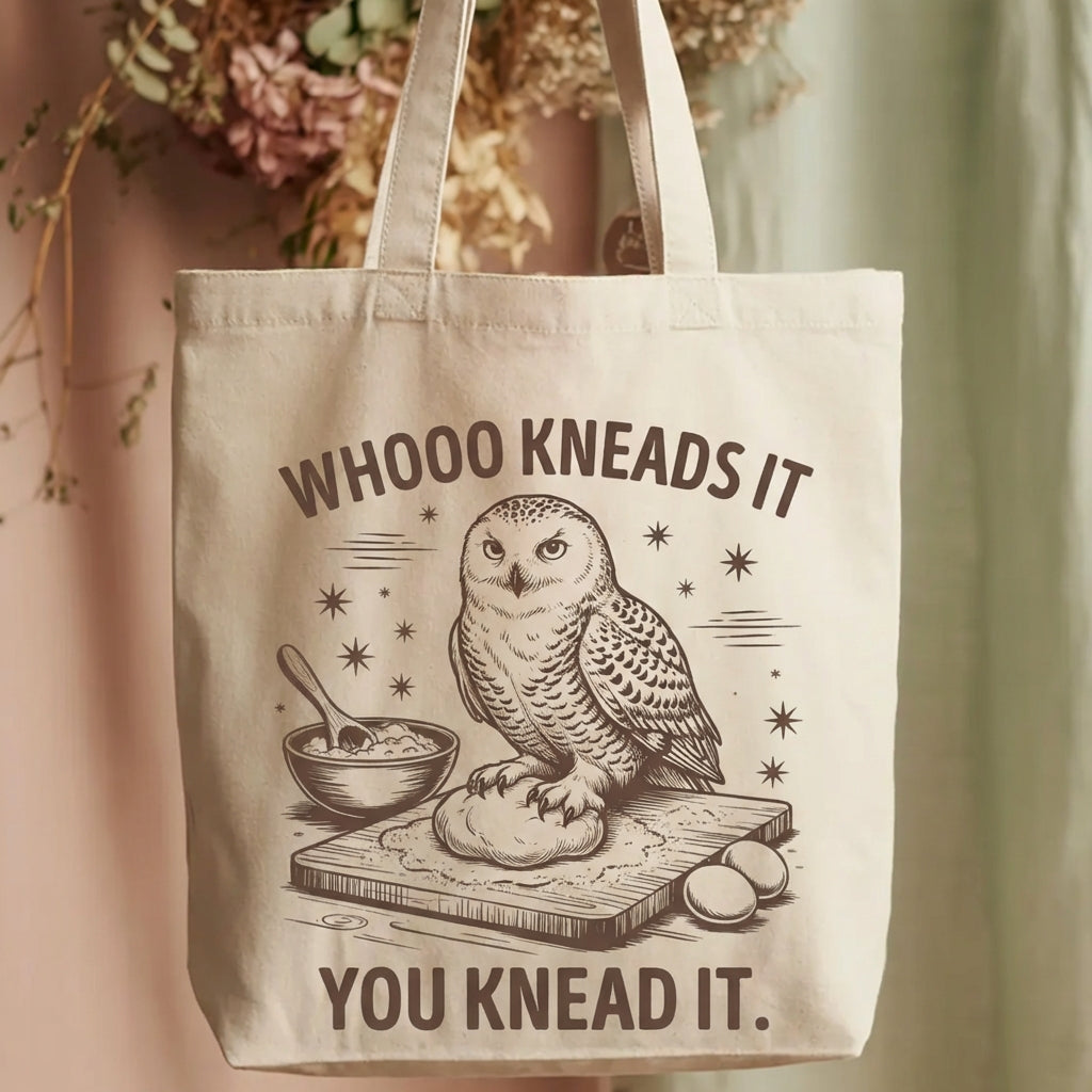 Whooo Kneads It Snowy Owl Baking Bag Canvas Tote Bag
