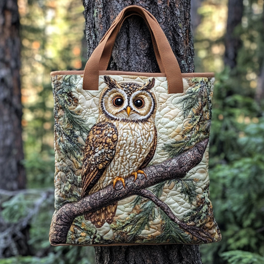 Autumn Owl Quilted Tote Bag Animal print