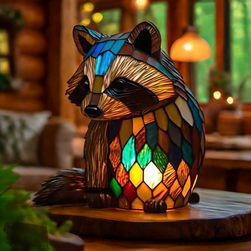 Raccoon Resin Art Lamp
