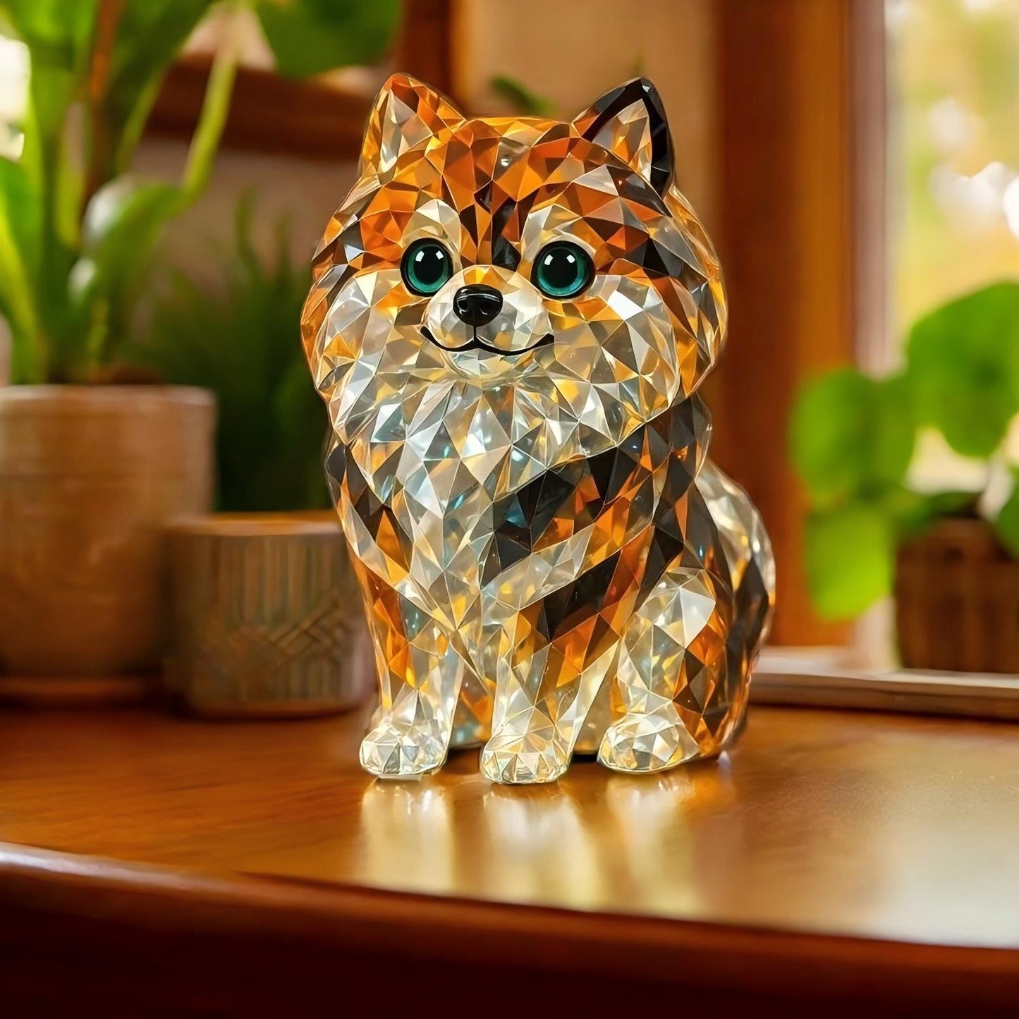 Pomeranian Crystal Art Figurine