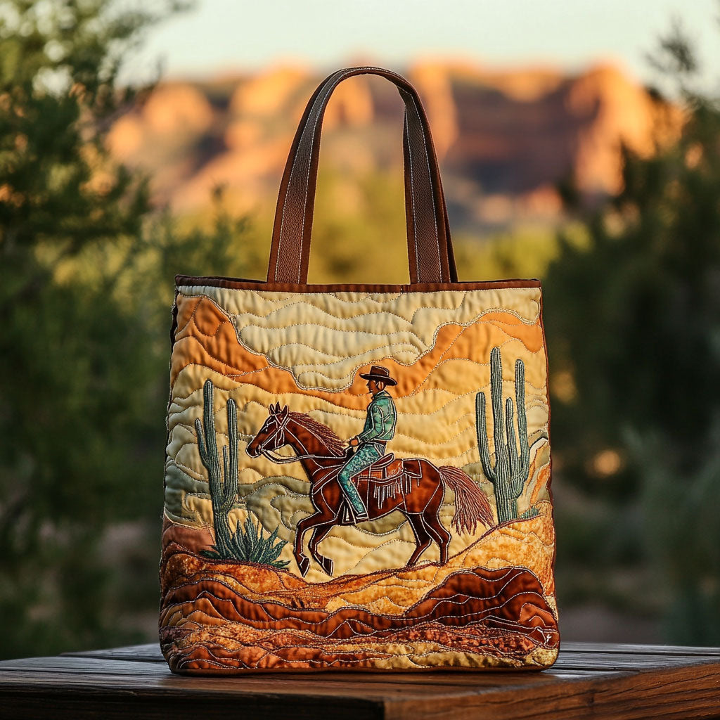Outlaw Shadow Cowboy Quilted Tote Bag