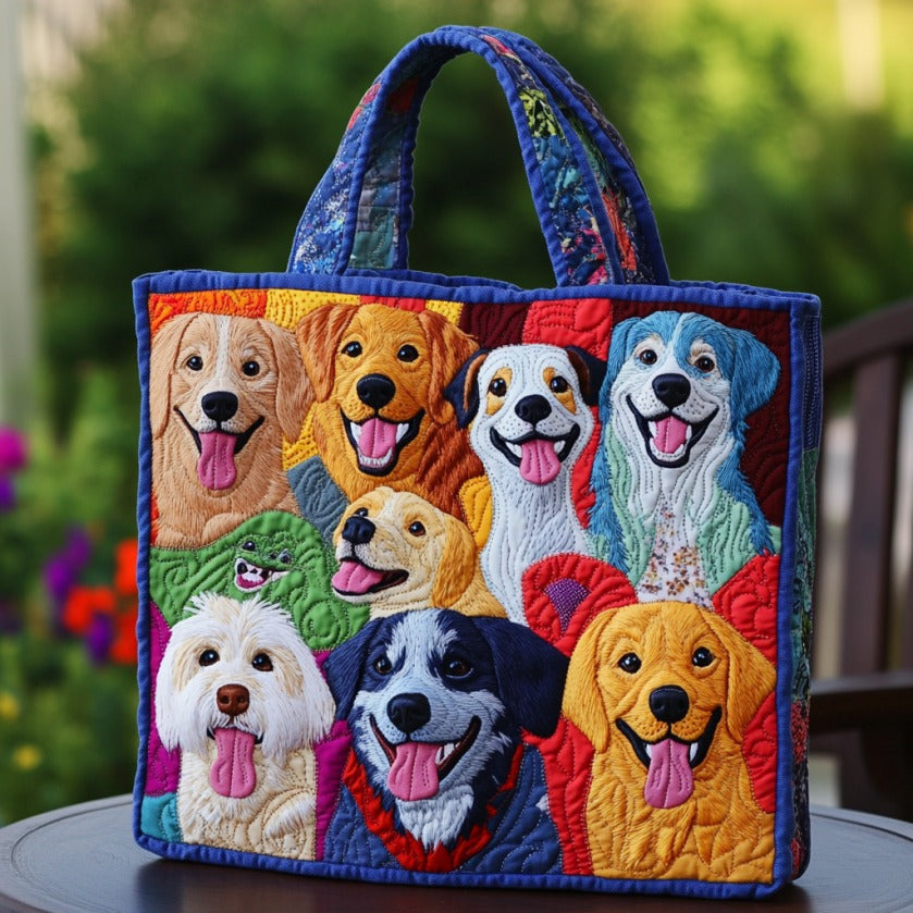 Colorful Pup XR0210009CL Quilted Tote Bag Animal print