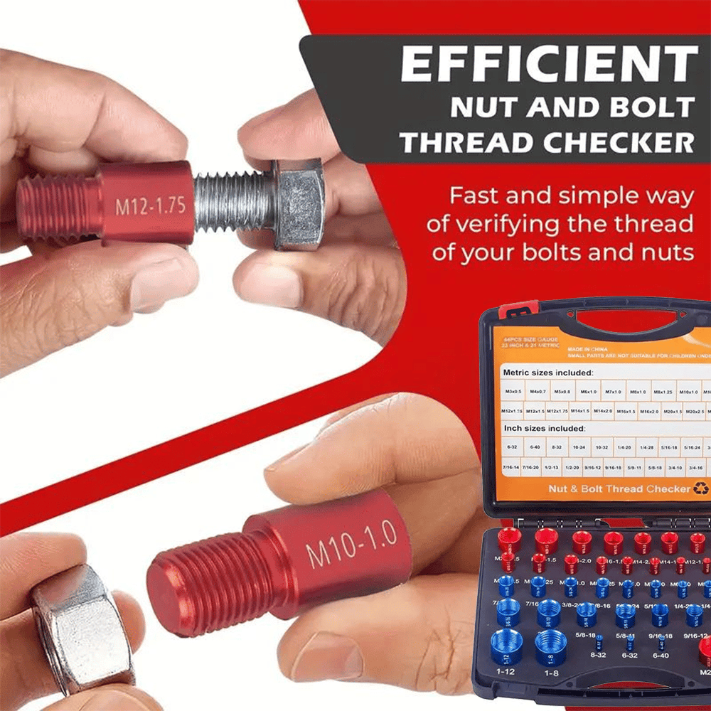 44Pcs Alloy Nut and Bolt Thread Inspector Charge 8