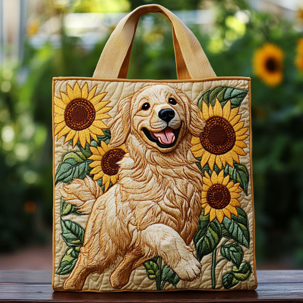 Golden Garden Quilted Tote Bag  Animal print