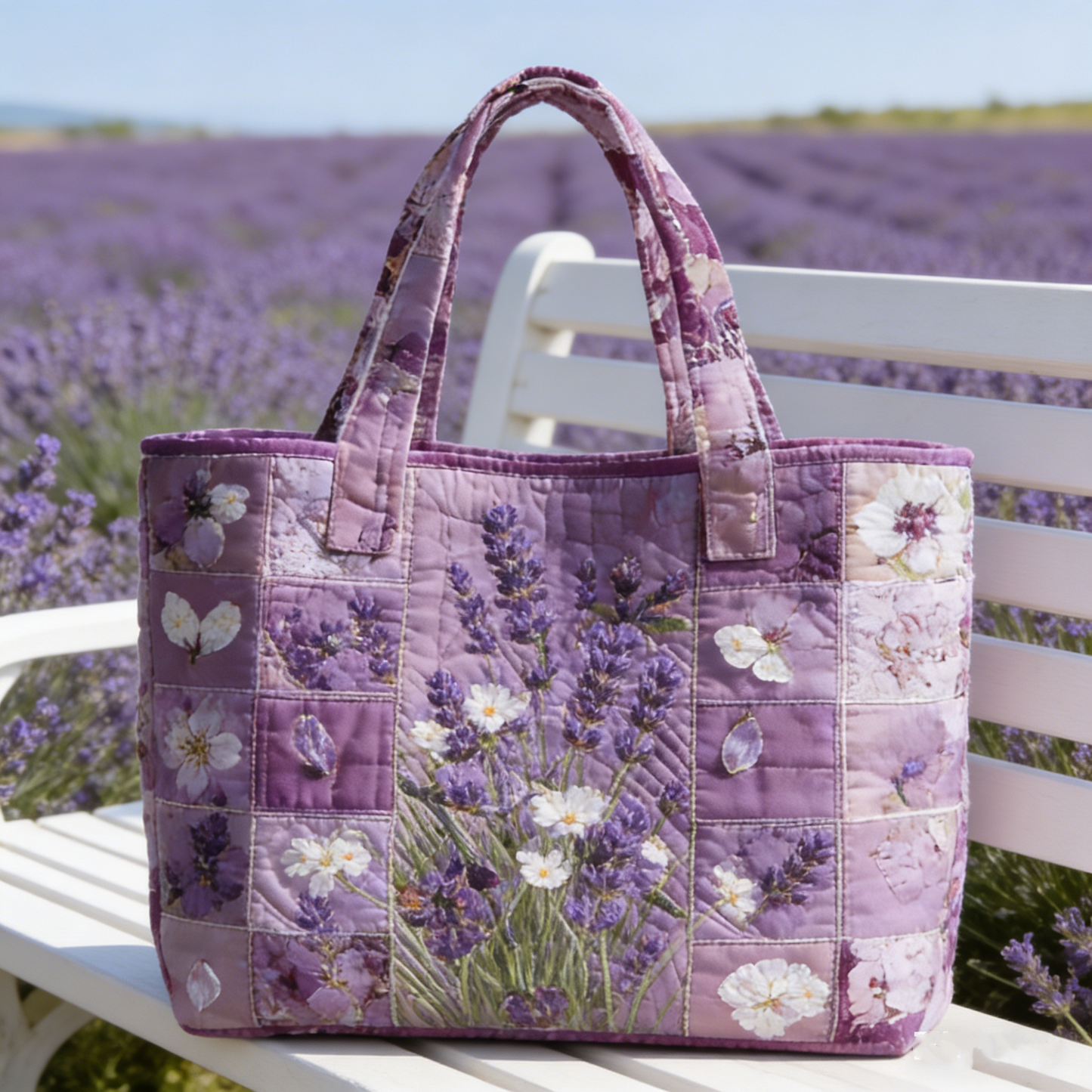 Lavender wfpd2841 Quilted Tote Bag