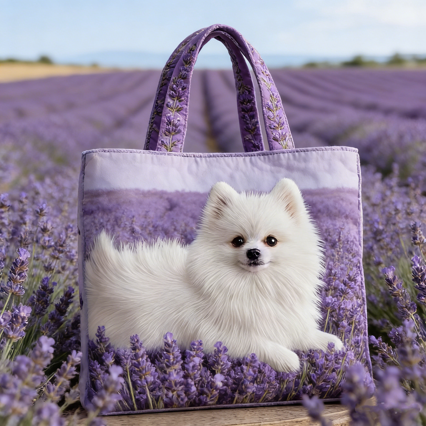 Lavender Field Quilted Tote Bag