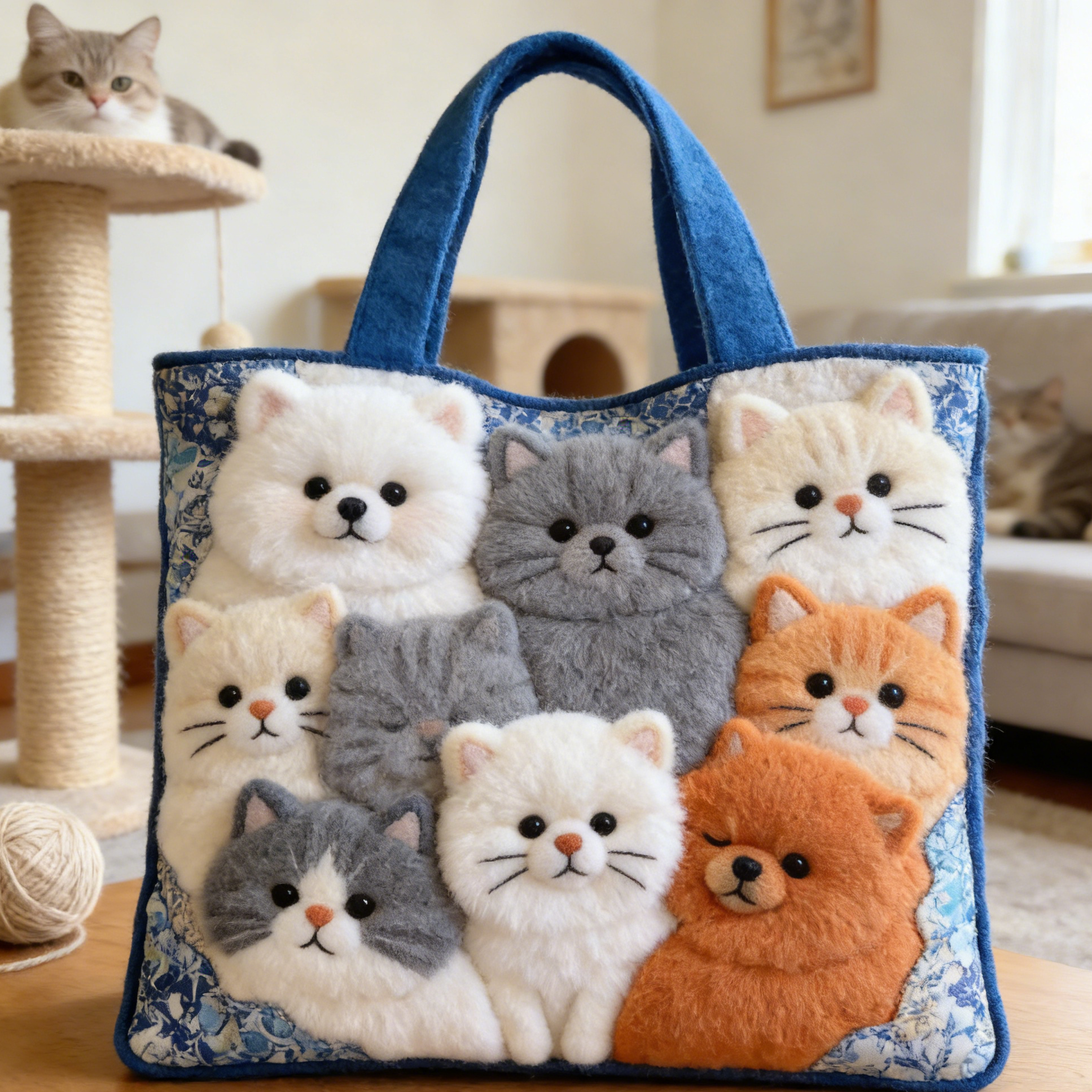 Cozy Home Pet Embroidery Tote Bag