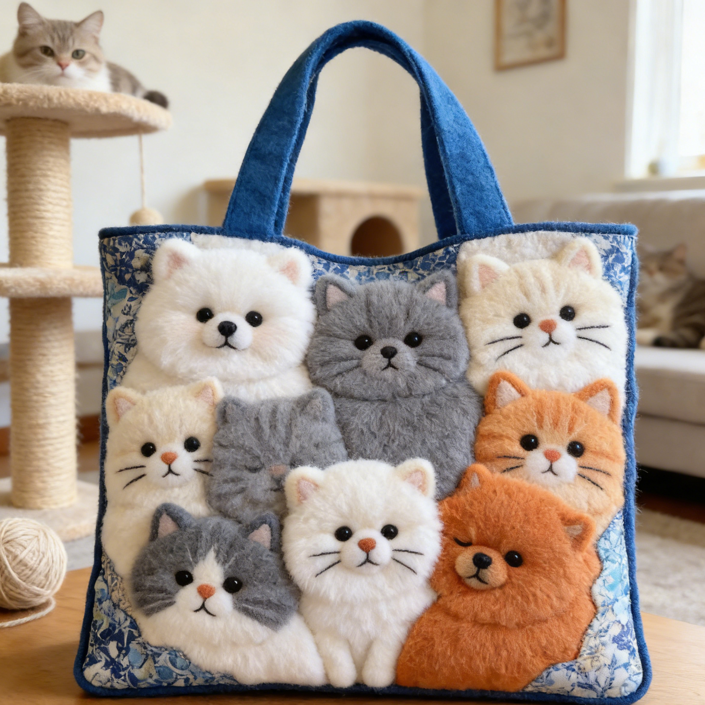 Cozy Home Pet Embroidery Canvas Tote Bag