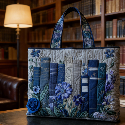 Book Lover’s Floral Quilted Tote Bag