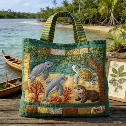 Jungle Shore Quilted Tote Bag