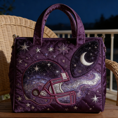 Galaxy Football Helmet Quilted Tote Bag
