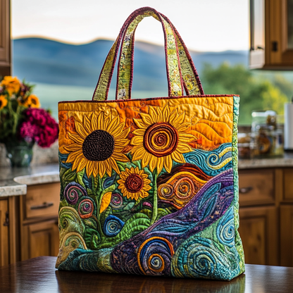 Golden Spiral Quilted Tote  Bag  botanical print