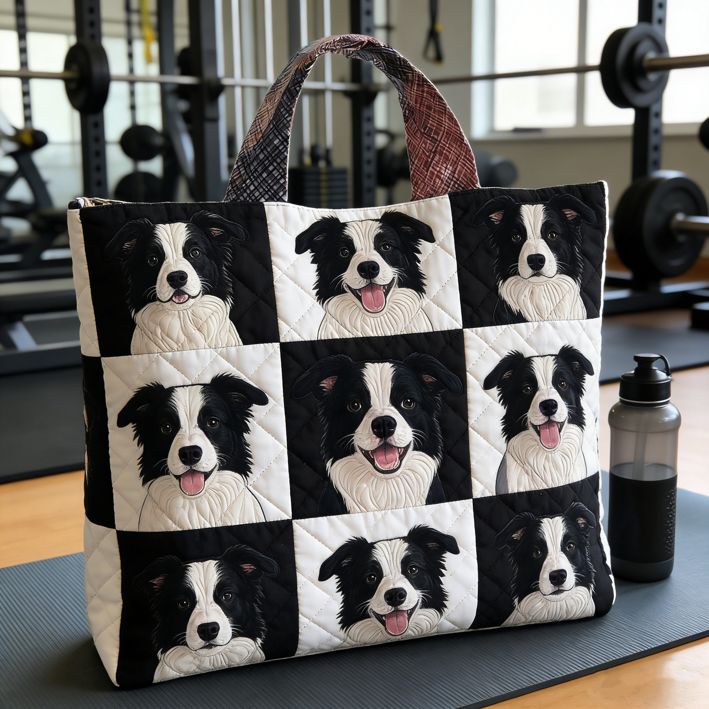 Border Collie Quilted Tote Bag