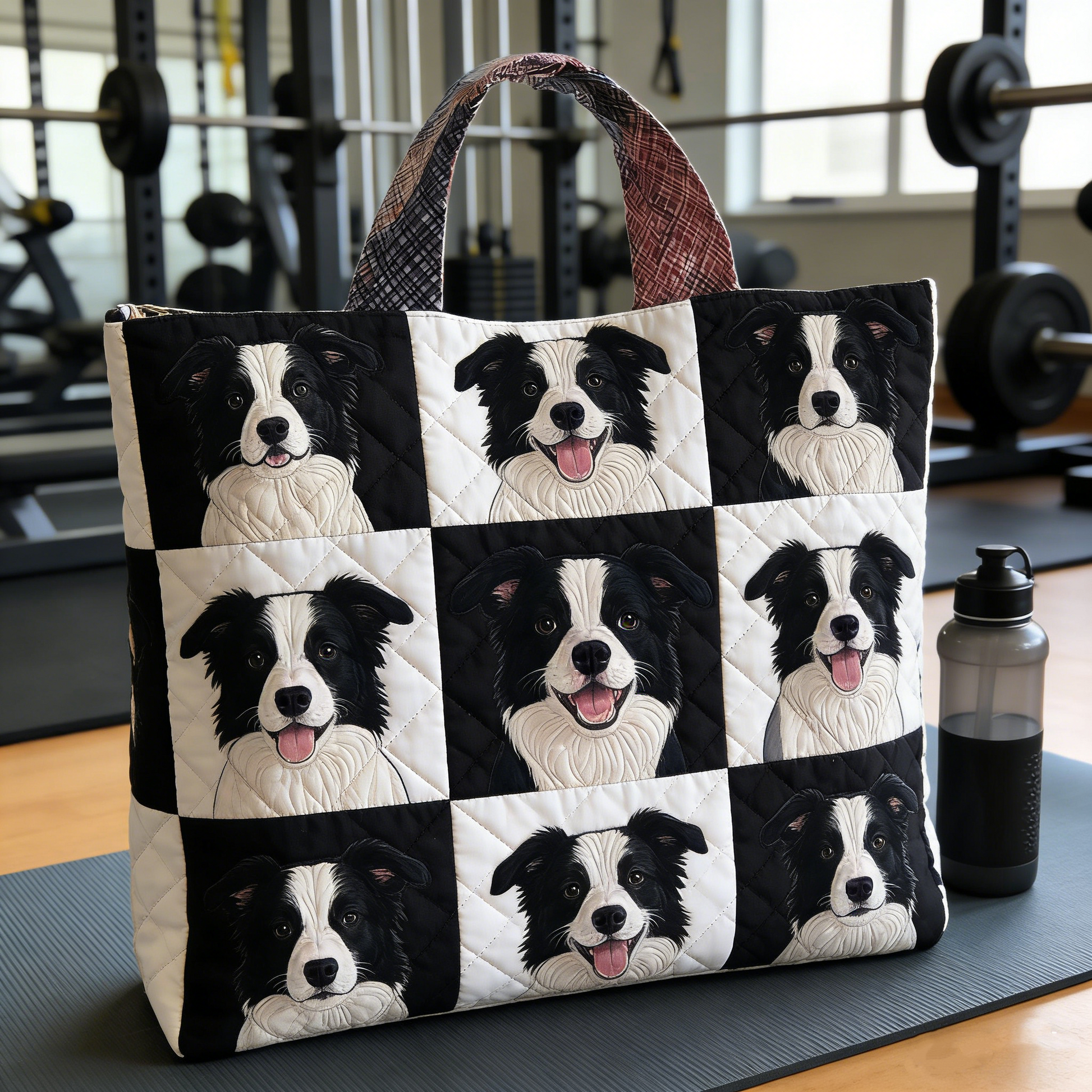 Border Collie Quilted Tote Bag