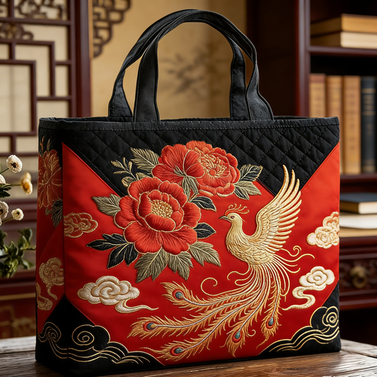 Phoenix Peony Quilted Tote Bag