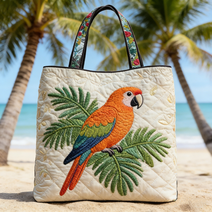 Tropical Parrot Quilted Tote Bag