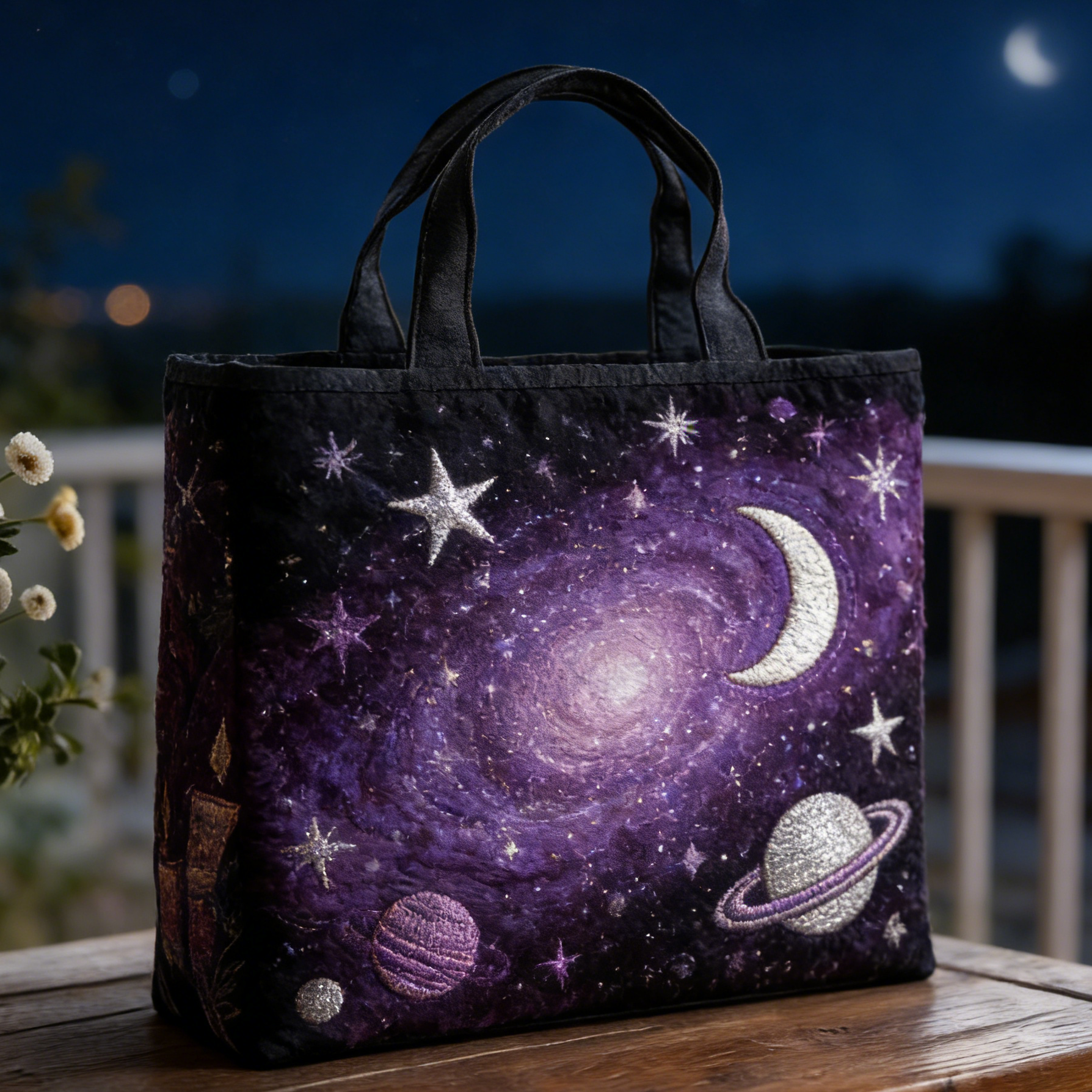 Cosmic Galaxy Quilted Tote Bag