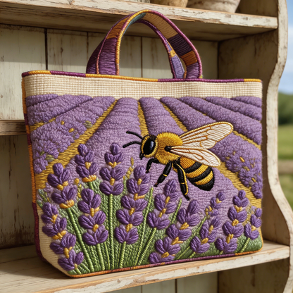 Lavender & Bee Quilted Tote Bag