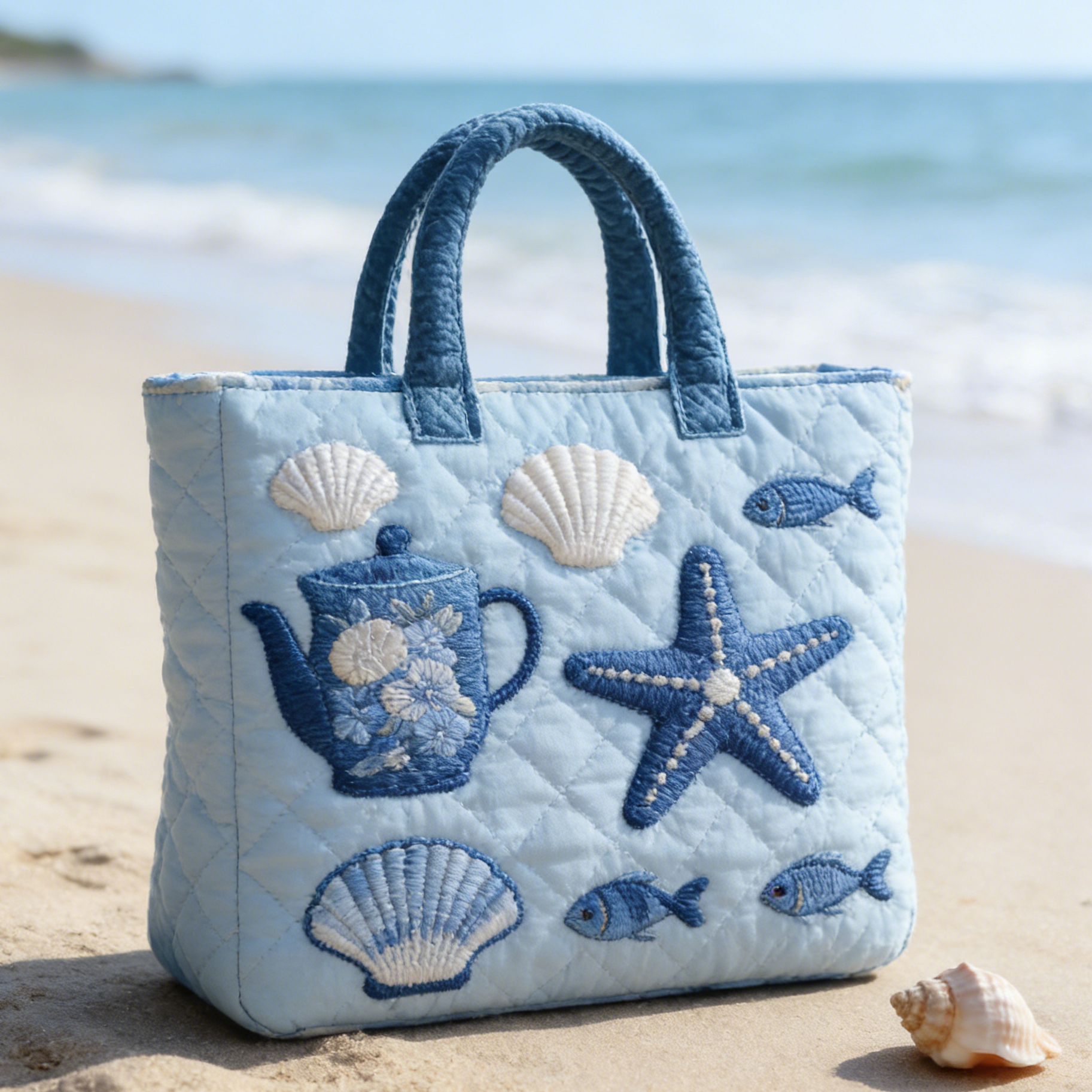 Sea Element Quilted Tote Bag