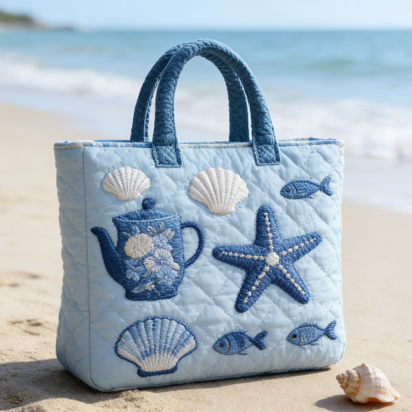 Sea Element Quilted Tote Bag