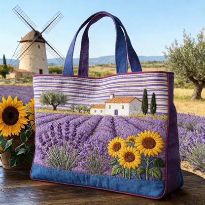 Provence Bloom Quilted Tote Bag