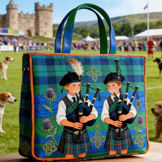 Highland Piper Quilted Tote Bag
