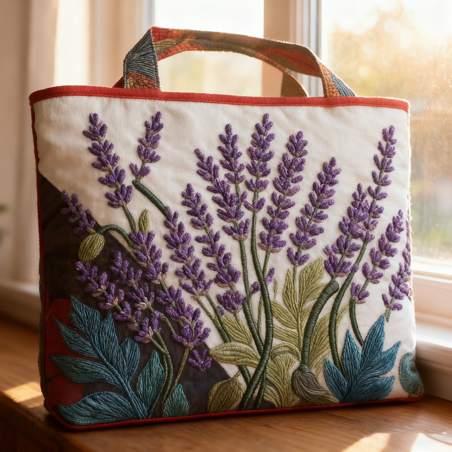 Botanical Lavender Quilted Tote Bag