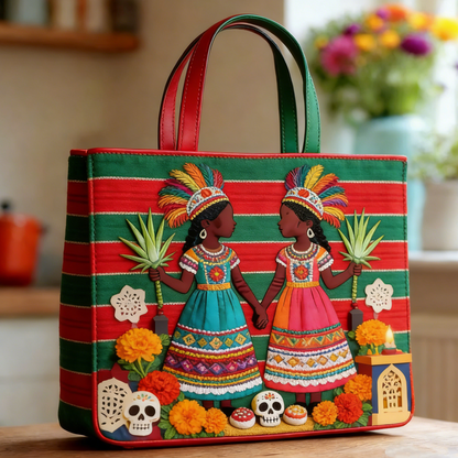 Folk Festival Quilted Tote Bag