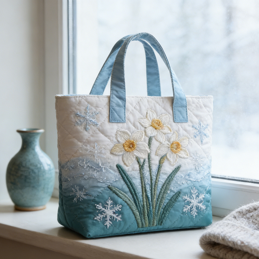 Icy Narcissus Quilted Tote Bag