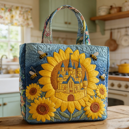 Sunflower Castle Quilted Tote Bag