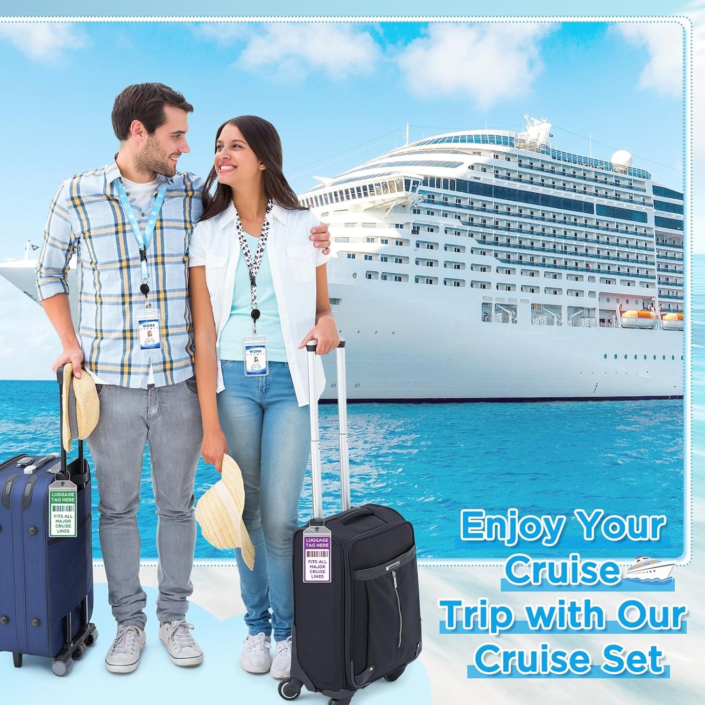 Cruise Essentials 2026- Cruise Must Haves Kit with Non-Surge Protector Power Strip, Lanyard with ID Holder, Magnetic Hoo 5