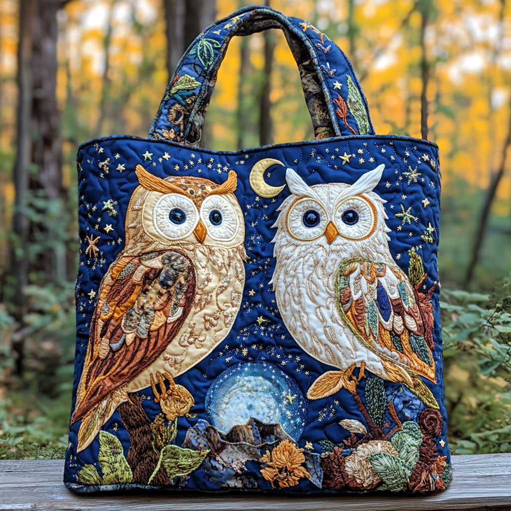 Gentle Owl Quilted Tote Bag  Animal print