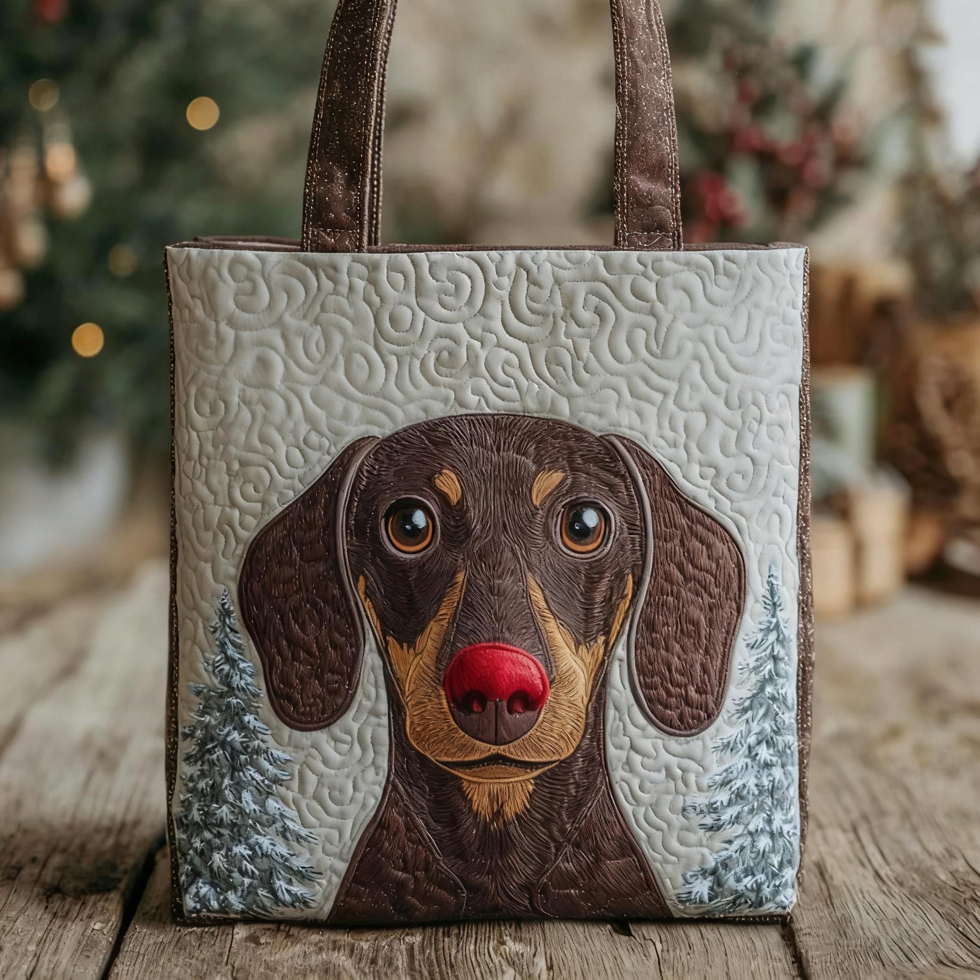 Holiday Reindeer Dachshund Quilted Tote Bag NCU0XD1230