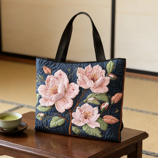 Pink Blossom Quilted Tote Bag