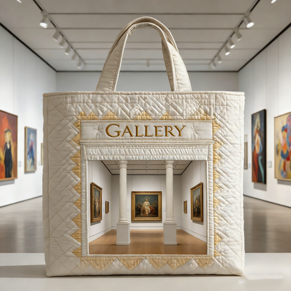 Cream Gallery Hall Quilted Tote Bag