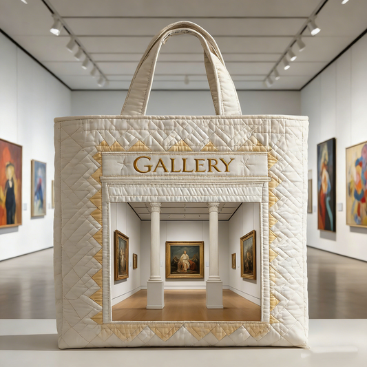Cream Gallery Hall Quilted Tote Bag