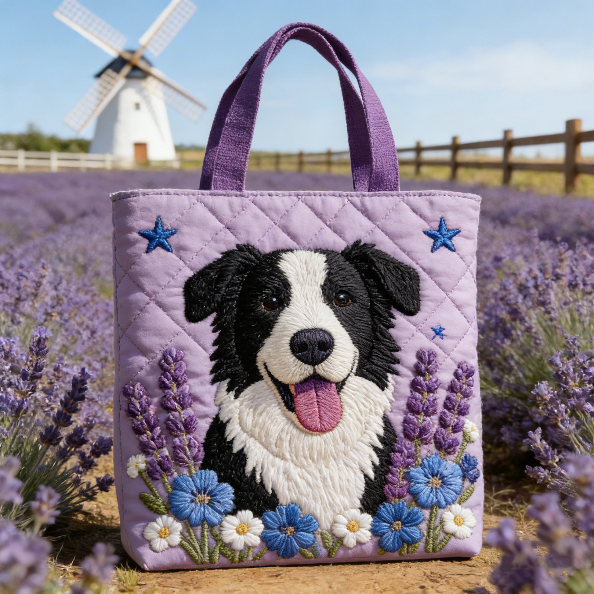 Lavender Dog Quilted Tote Bag