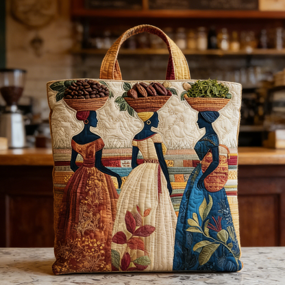 Neutral Tone Market Women Quilted Tote Bag