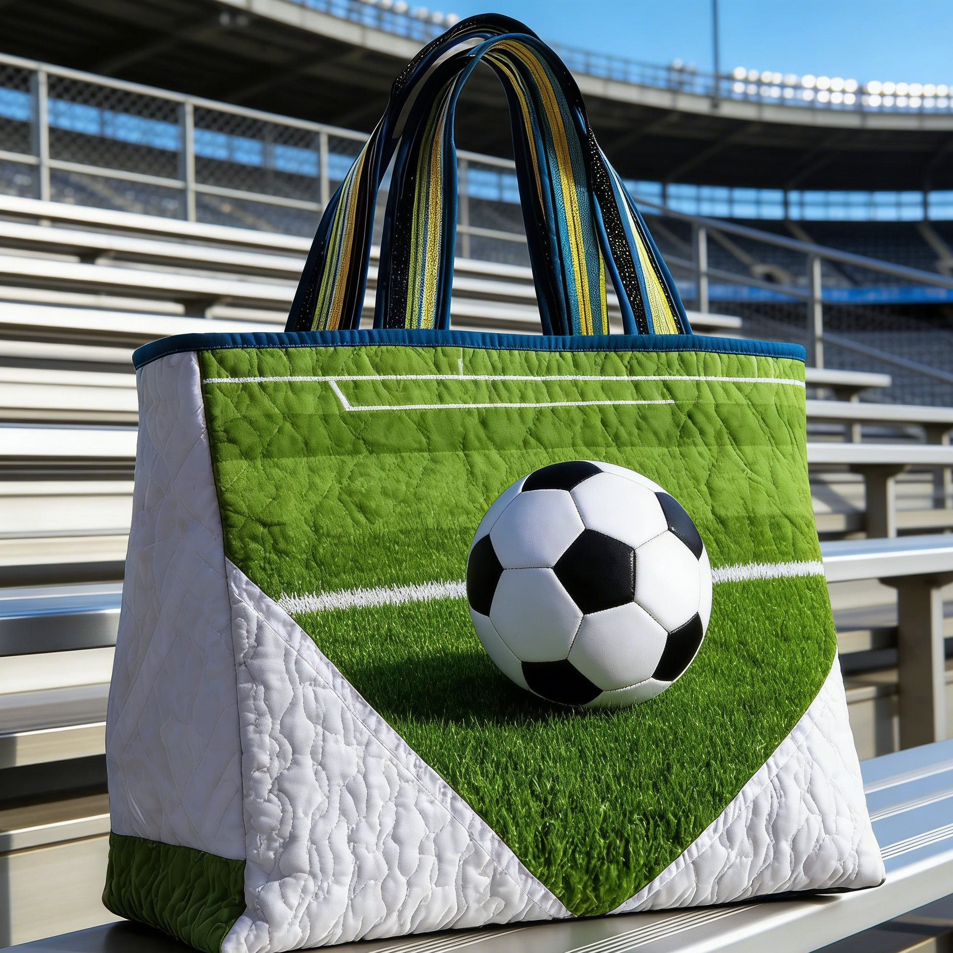 Soccer Pitch Quilted Tote Bag