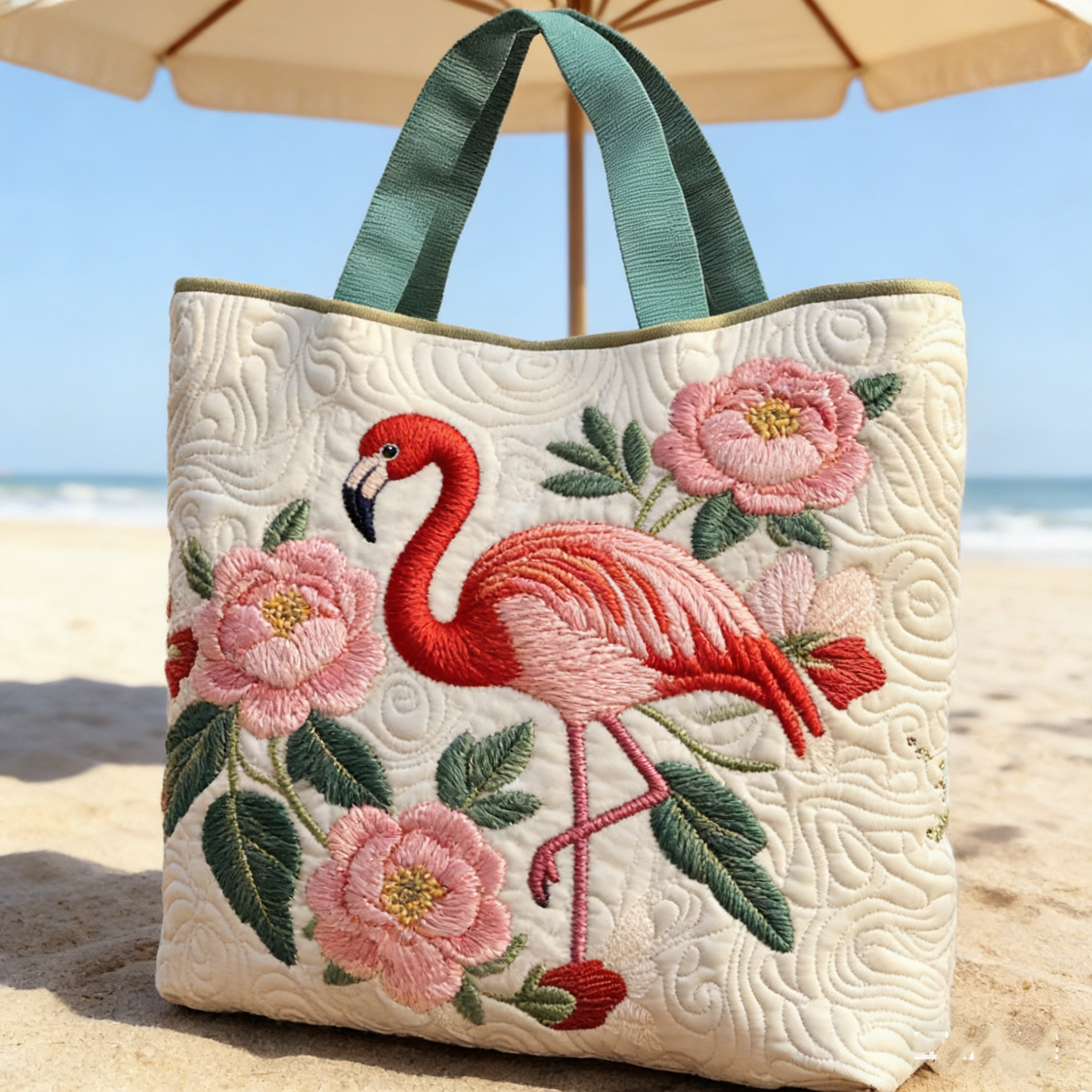 Pink Flamingo Quilted Tote Bag KLMNVW478