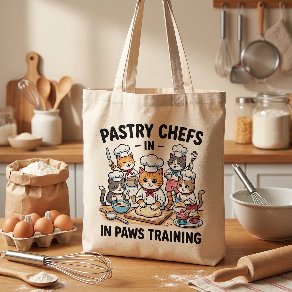 Whiskered Whiskers Chef Cat Bag Canvas Tote Bag