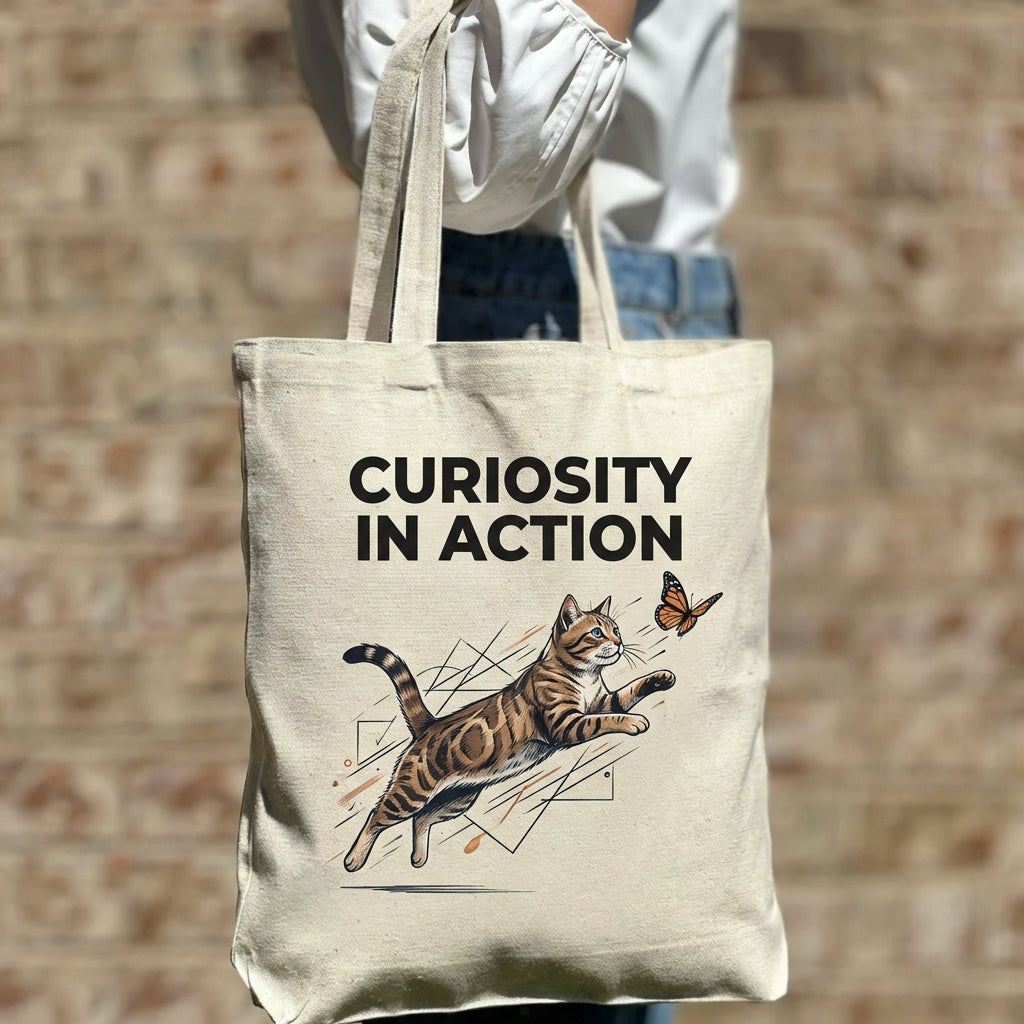 Leaping Curiosity Exclusive for Cat Lovers Canvas Tote Bag