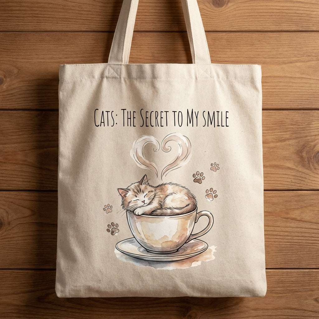 Cats & Happiness for Feline Lovers Canvas Tote Bag