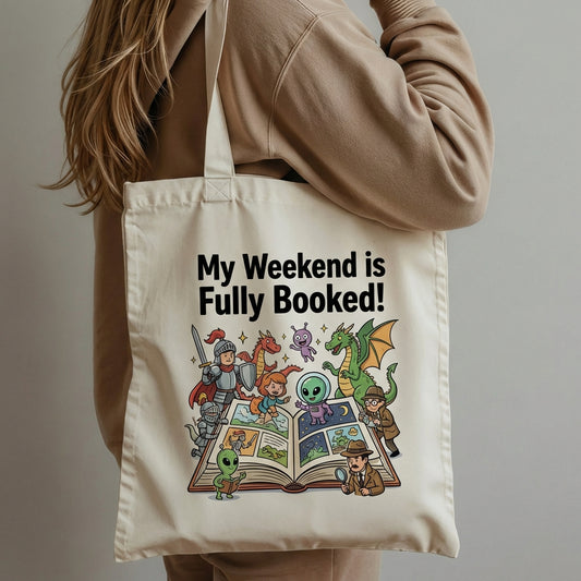 My Weekend is Fully Booked Comic Style Canvas Tote Bag