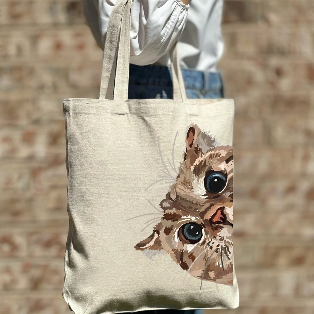 Peekaboo Tiger Cub Bold Art, Everyday Charm Canvas Tote Bag
